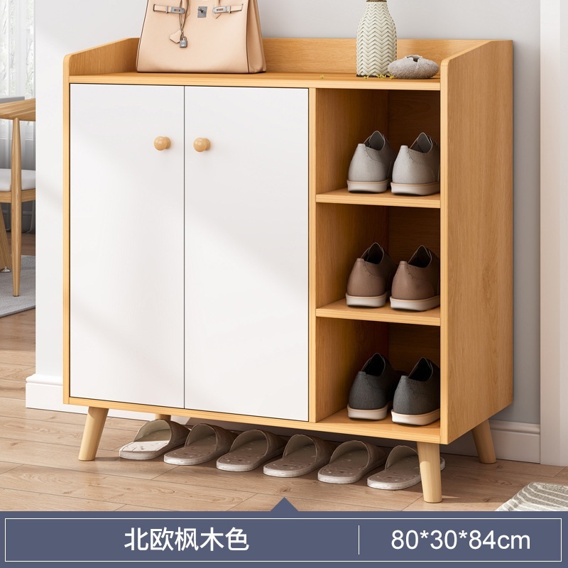 우드신발장 부엌 하부장 현관입구 상판 모던 정리대 서랍  제트 60CM-웜화이트 다층 보관 및 대형 캐비닛 이미지 6