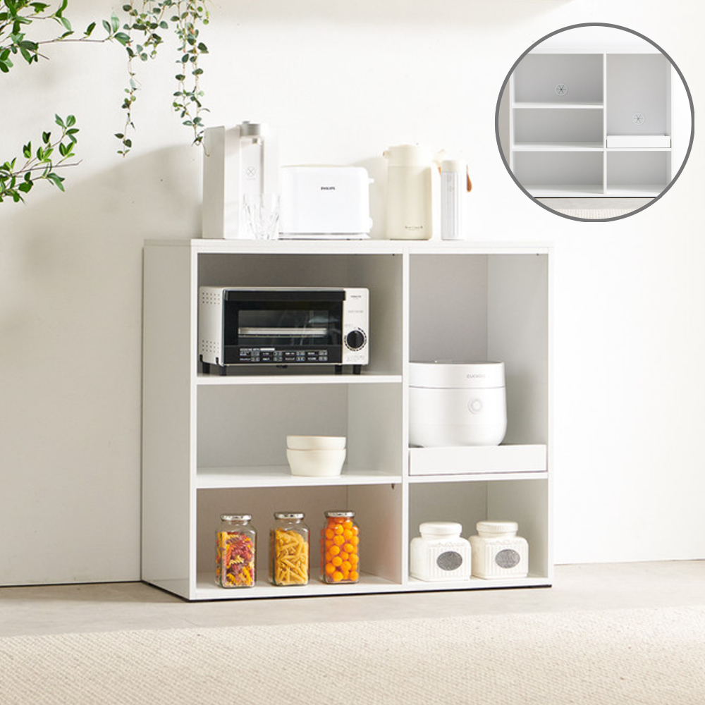 화이트 900 렌지대 주방 수납장 광폭 오픈형 가전 정리 선반 전자레인지 밥솥 다용도 정리장