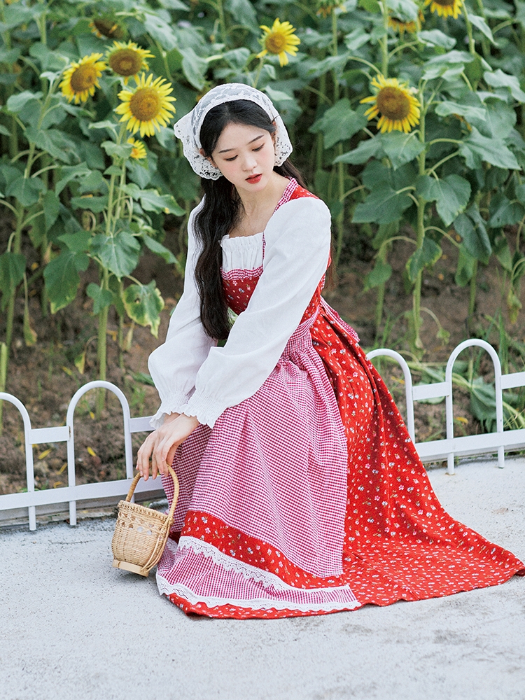 프랑스풍 목가적 유럽풍 원피스 연극무대 의상 프렌치 빈티지 - 상세 이미지 4