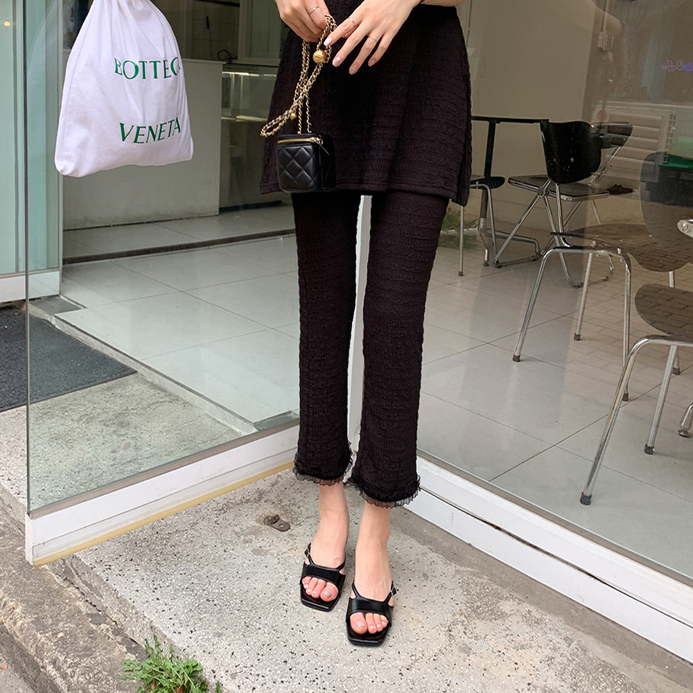 슈비에 레이스 프릴 포인트 링클 팬츠 - 상세 이미지 5