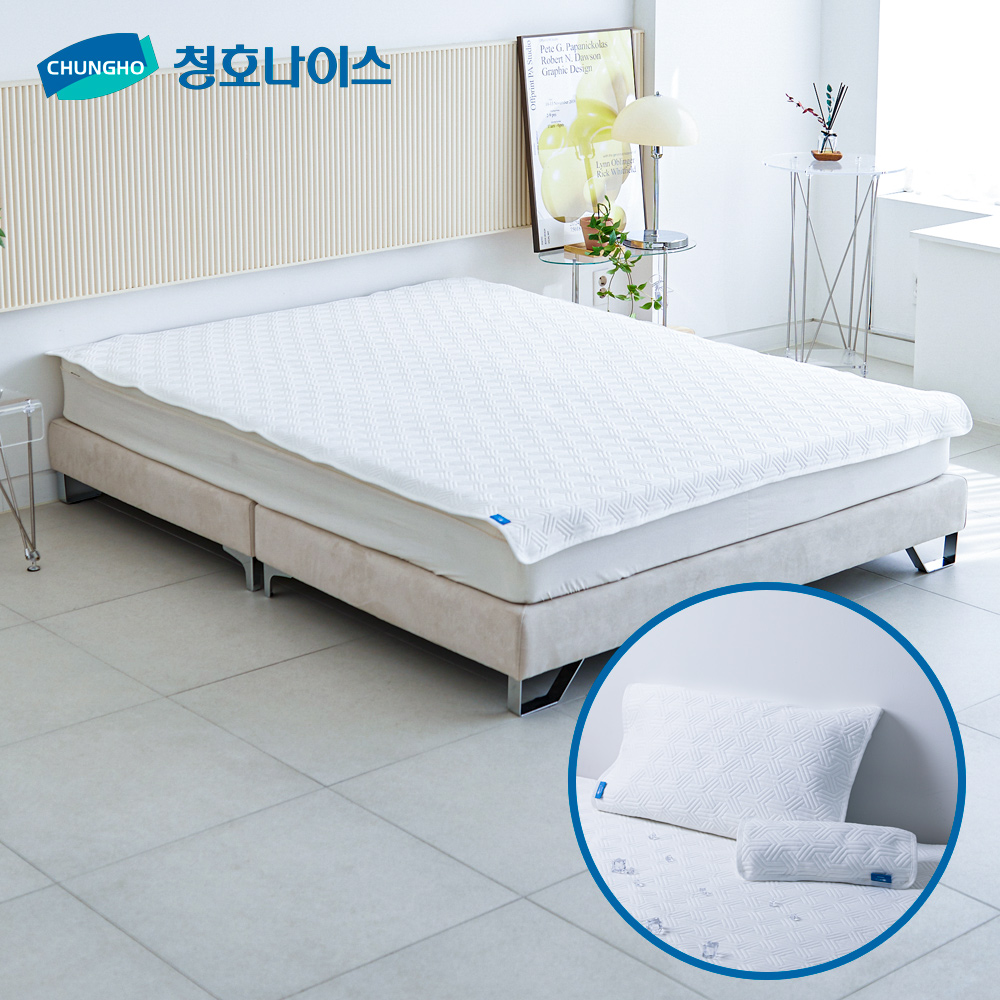 청호나이스 아이스필 얼음 냉감매트 아기용 항균 베게커버1EA 화이트, Q(퀸)