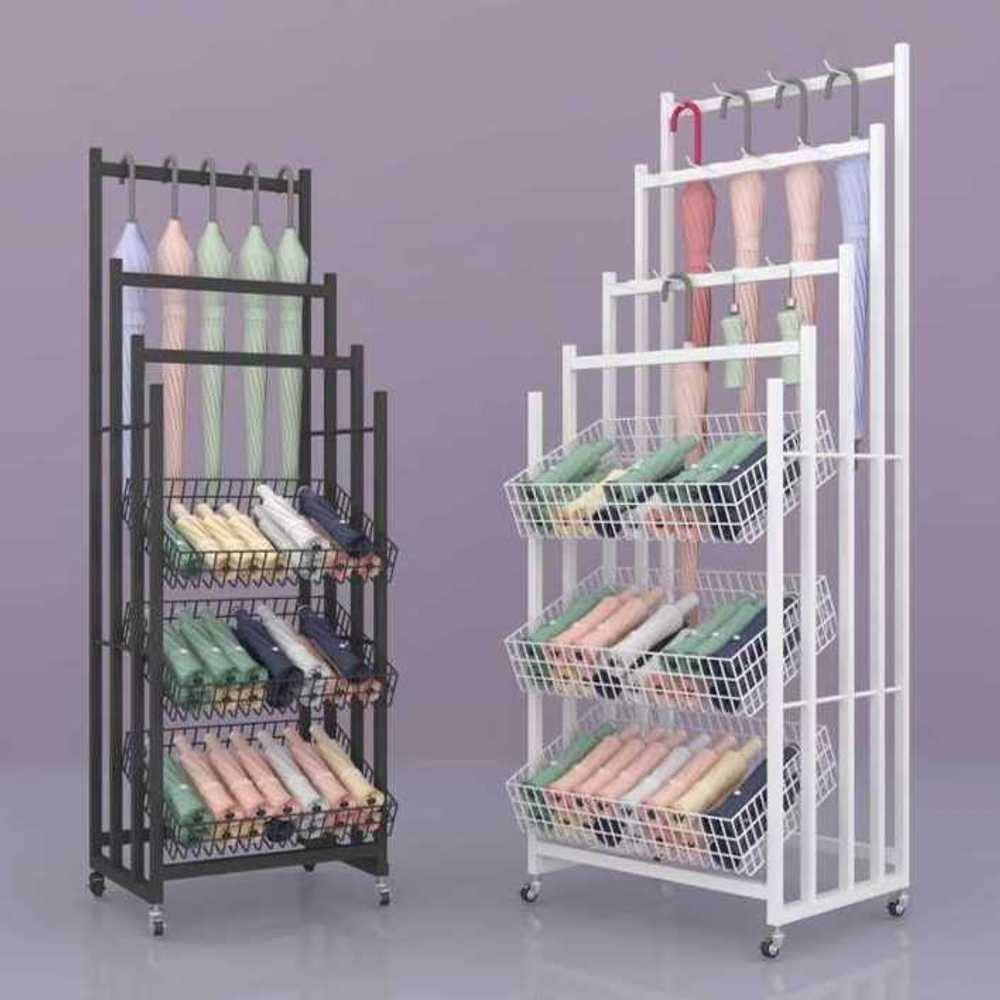 우산 진열대 이동식 매대 꽂이 가판대 걸이대 스탠드 50x38x146cm - 상세 이미지 2