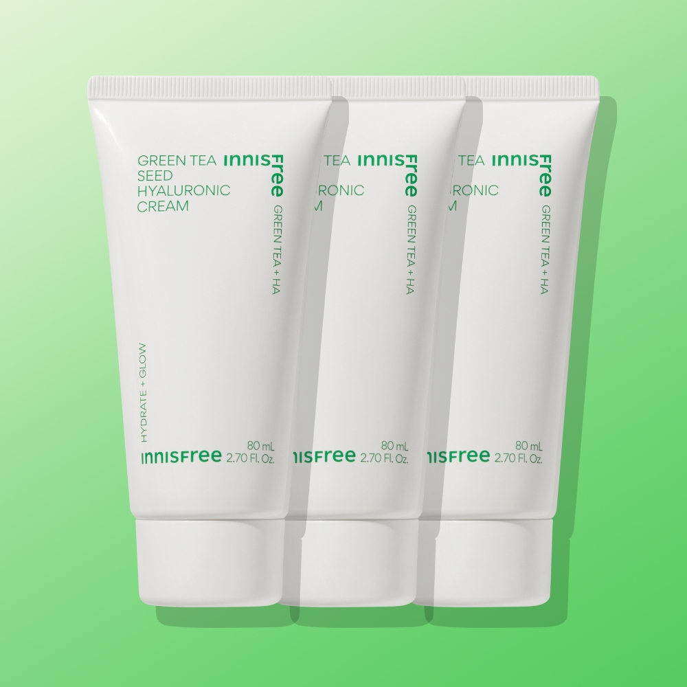 이니스프리 그린티 씨드 히알루론산 수분크림 / 진정 보습 속건조 화잘먹 80ml, 3개