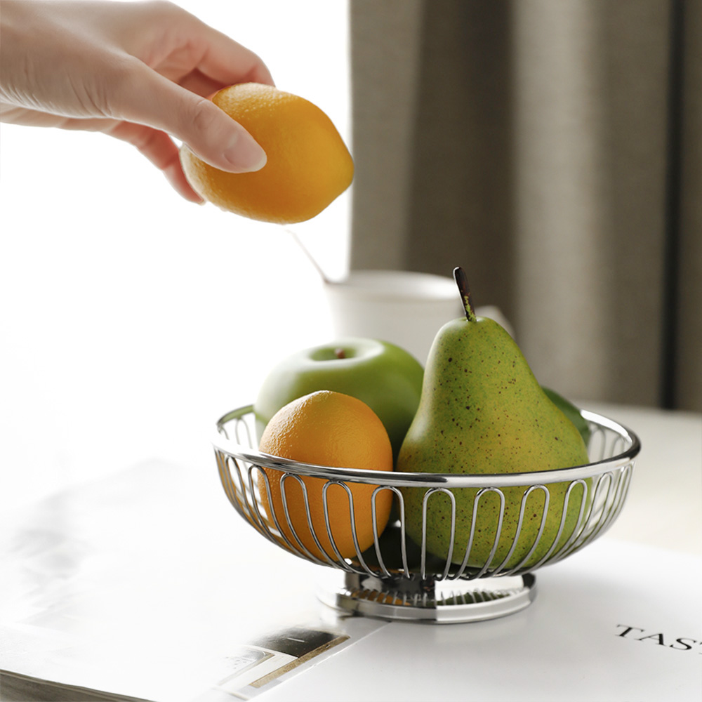 에끌레르 스텐 철제 브레드 바스켓 북유럽 인테리어 과일 바구니 원형 소