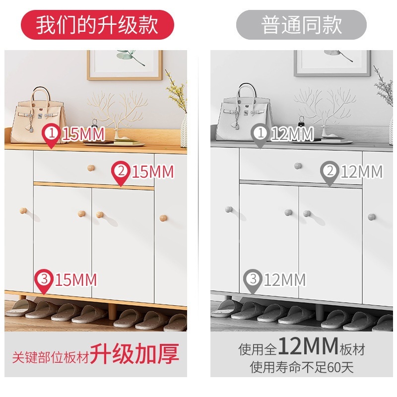 우드신발장 부엌 하부장 현관입구 상판 모던 정리대 서랍  제트 60CM-웜화이트 다층 보관 및 대형 캐비닛 - 상세 이미지 5
