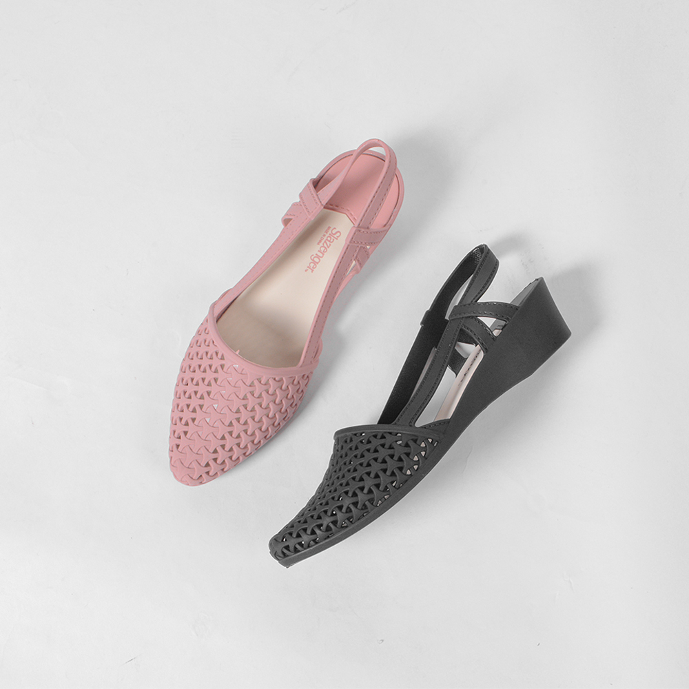 발편한 슬링백 웨지힐 샌들 젤리슈즈 뒤트임 구두4CM 이미지 8