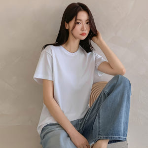 여성 반팔티 U넥 티셔츠 무지 이너 유넥 레이어드 모달 스판 라운드 흰티... 착용 후기 | 사이즈/핏 총정리 - 상품 이미지 1