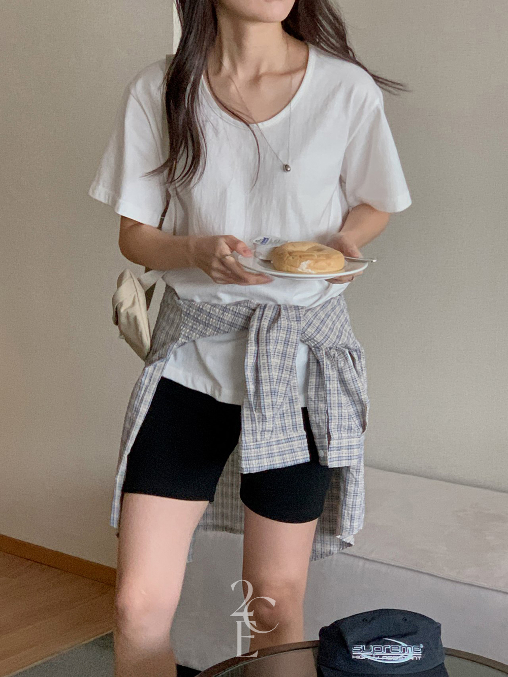 이지데이 U넥 루즈핏 무지 반팔 티셔츠 (5color) 오버핏 이너 운동 러닝 레이어드 기본 T - 상세 이미지 3