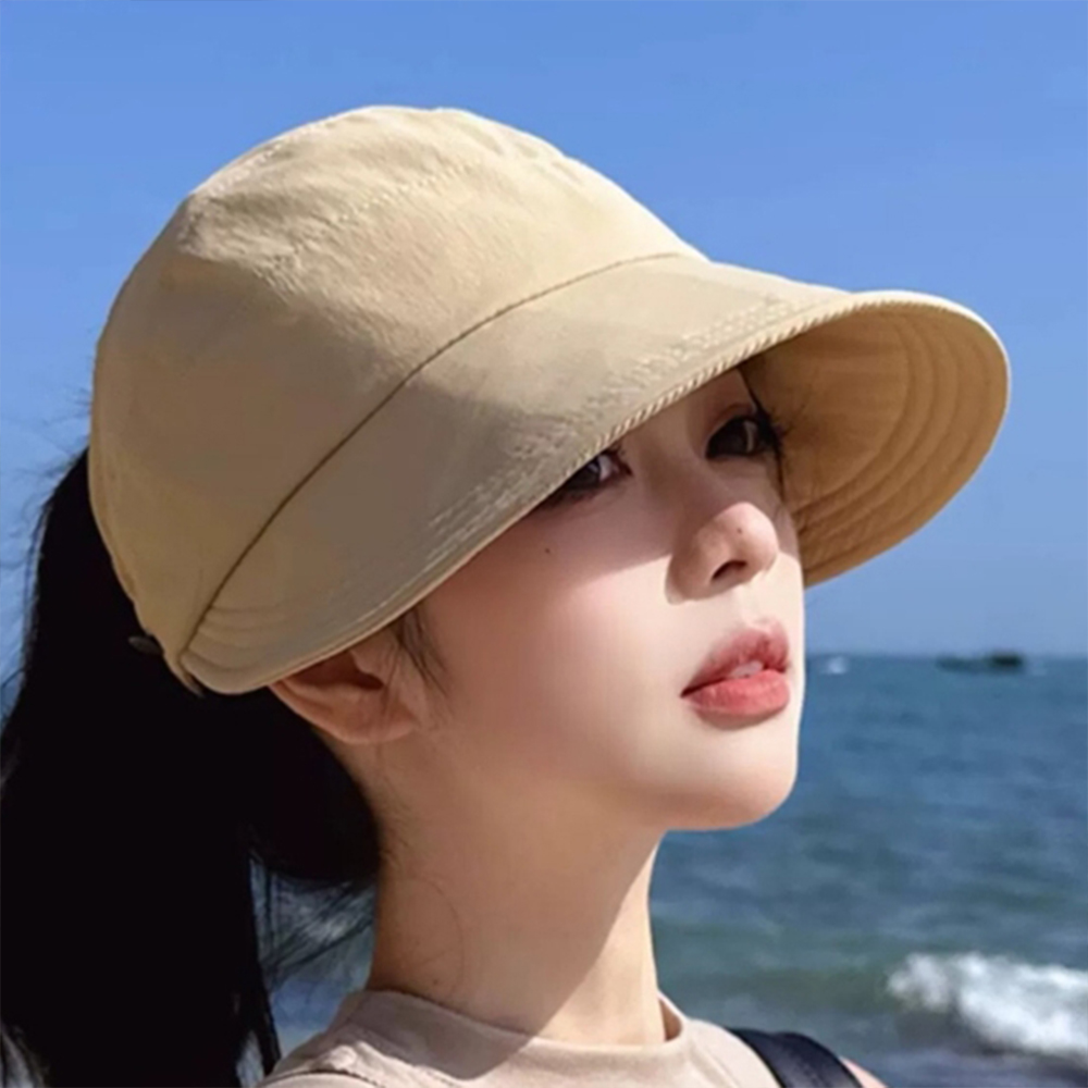 썬캡 모자 가리개 자외선 여자 올림 머리 포니테일 선캡 산책 챙넓은 여성 여름 차단 햇빛 - 상품 이미지