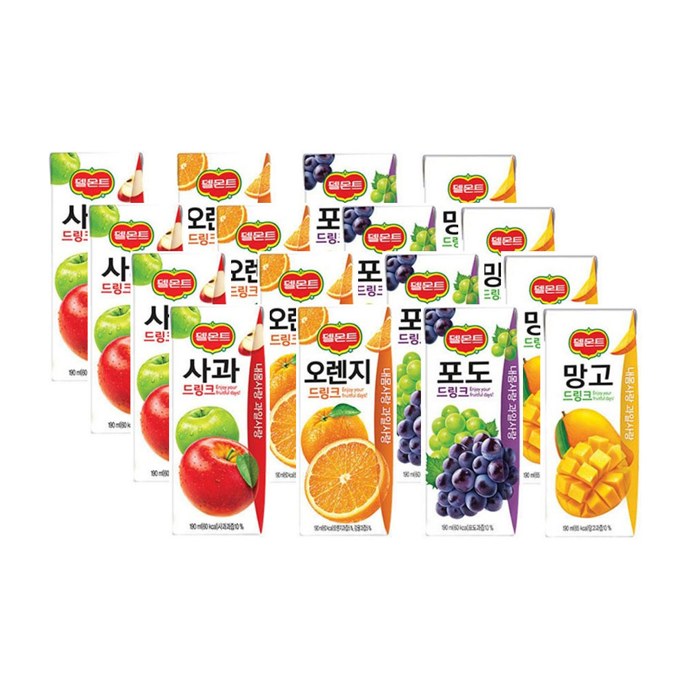 델몬트 드링크팩 사과4개 + 오렌지4개 + 포도4개 + 망고4개 과일쥬스 - 메인 이미지