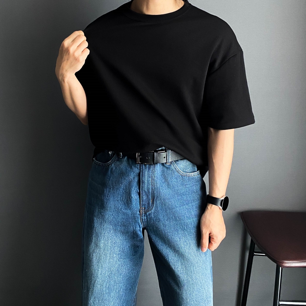 남자반팔티 남자흰티 어깨넓어보이는 흰색면티 - 상세 이미지 2