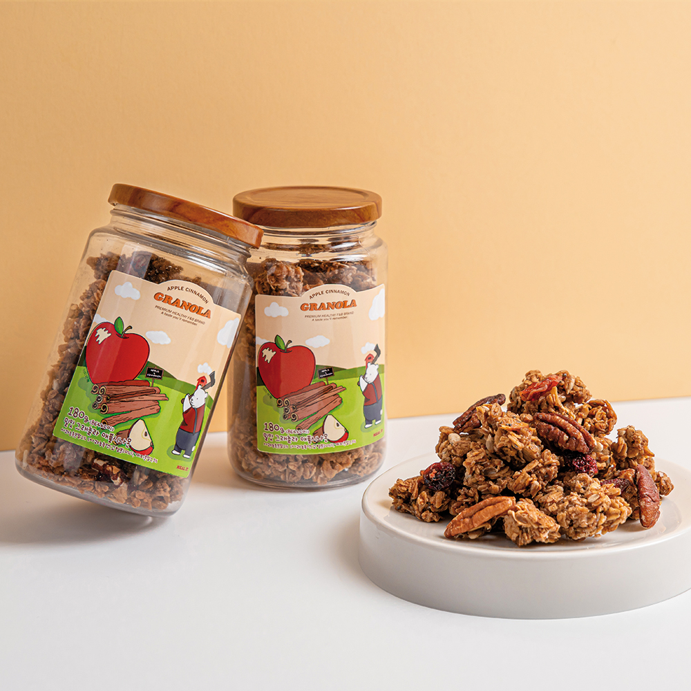 밀잇 수제 무설탕 정통 청크형 그래놀라 애플시나몬맛