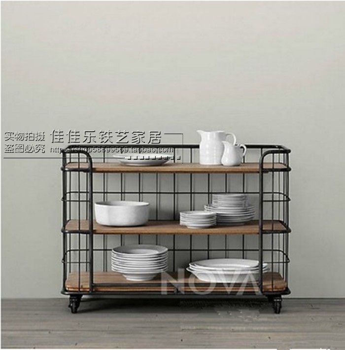 이동식 그릇장 장식장 선반 접시 철제 진열장 주방 찬장 3단 120x40x90 - 상세 이미지 2