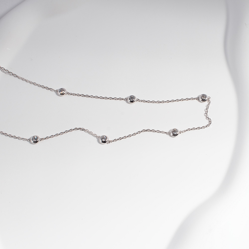 2.8mm 랩 다이아 8개 미니 베젤 라운드 레이어드 목걸이 이미지 6