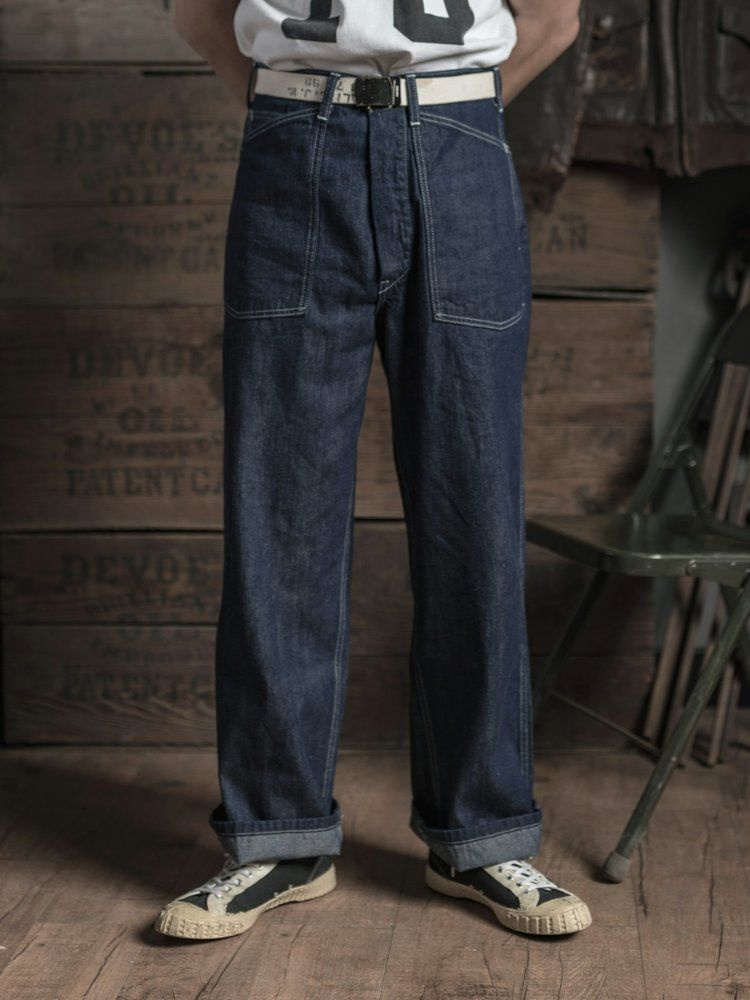 BRONSON M-35 오리지널 빈티지 복각 워크 팬츠 밀리터리 워크웨어 아메카지 신치백 인디고 블루 30 - 상세 이미지 2