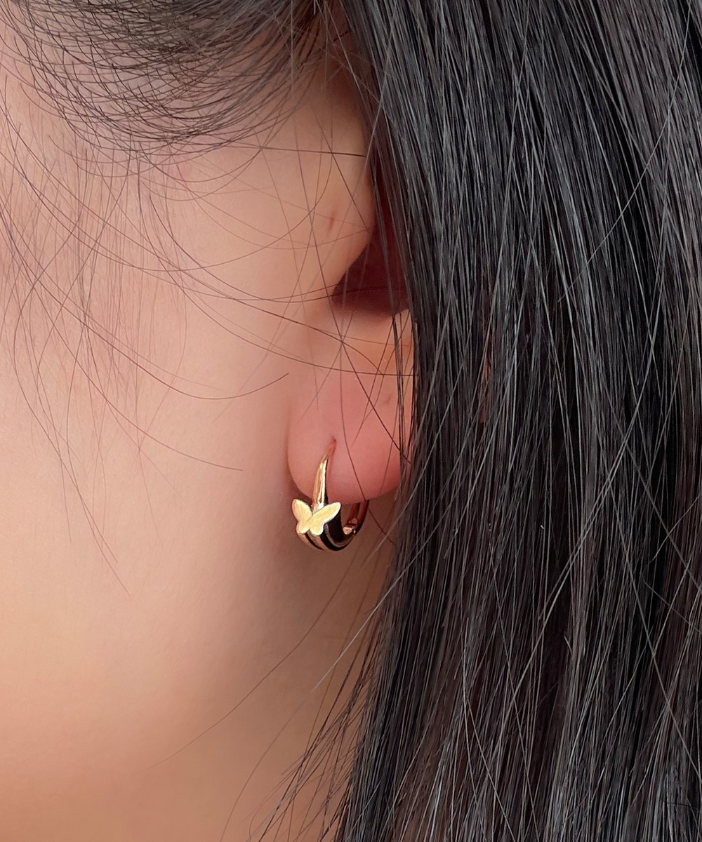14K 18K 브리즈 봄 나비 원터치 링 귀걸이 이어링 데일리 - 상세 이미지 2