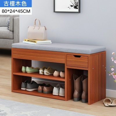 벤치형수납의자 심플 캐비닛 스툴 나무 가정용 보관함 제트 메이플사쿠라+회색표면수직+80CM 이미지 7