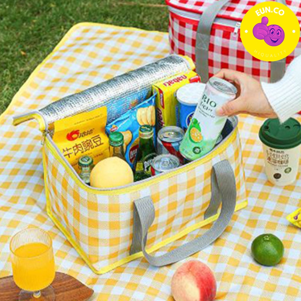 피크닉 보냉백 캠핑 낚시 체크무늬 도시락 보냉가방
