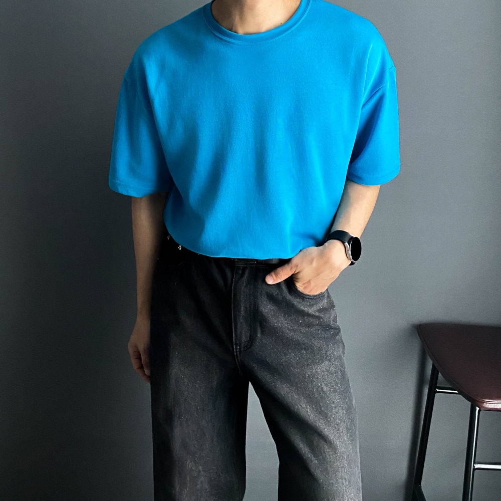 남자반팔티 남자흰티 어깨넓어보이는 흰색면티 - 상세 이미지 4