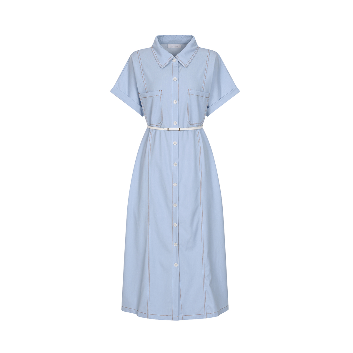 예시카 데님 라이크 벨티드 롱 원피스 YJ3OP530