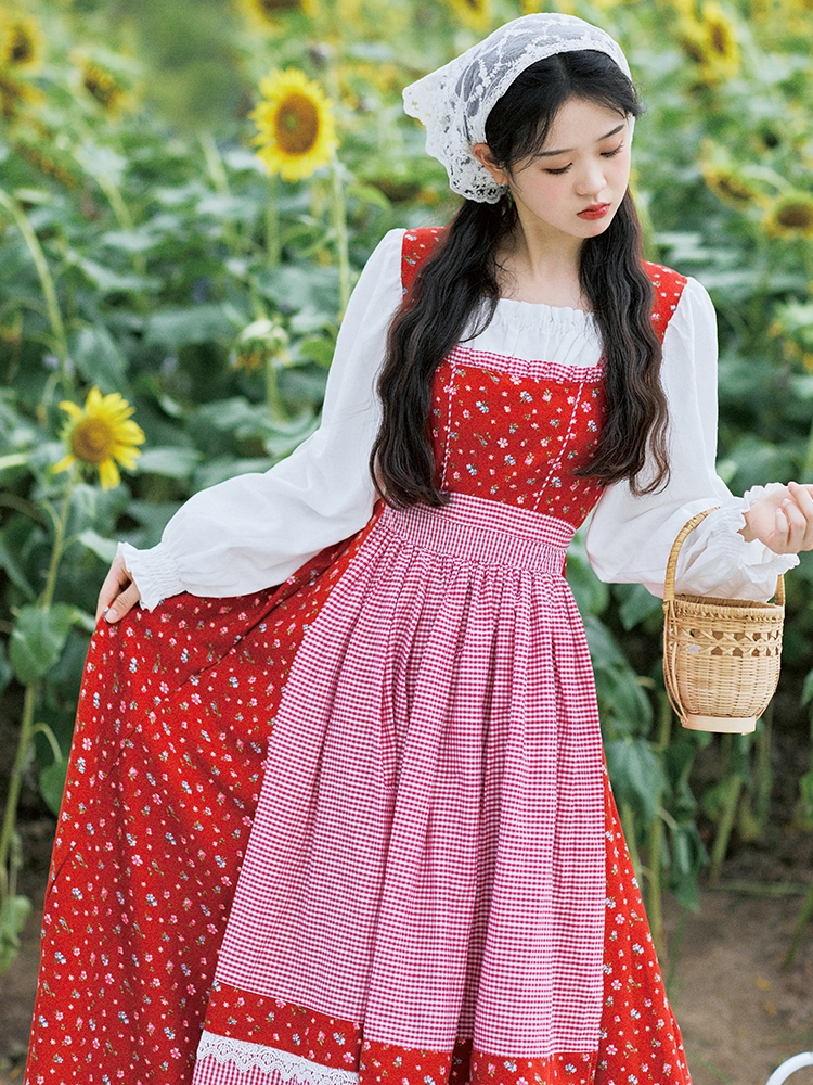 프랑스풍 목가적 유럽풍 원피스 연극무대 의상 프렌치 빈티지 - 상세 이미지 5