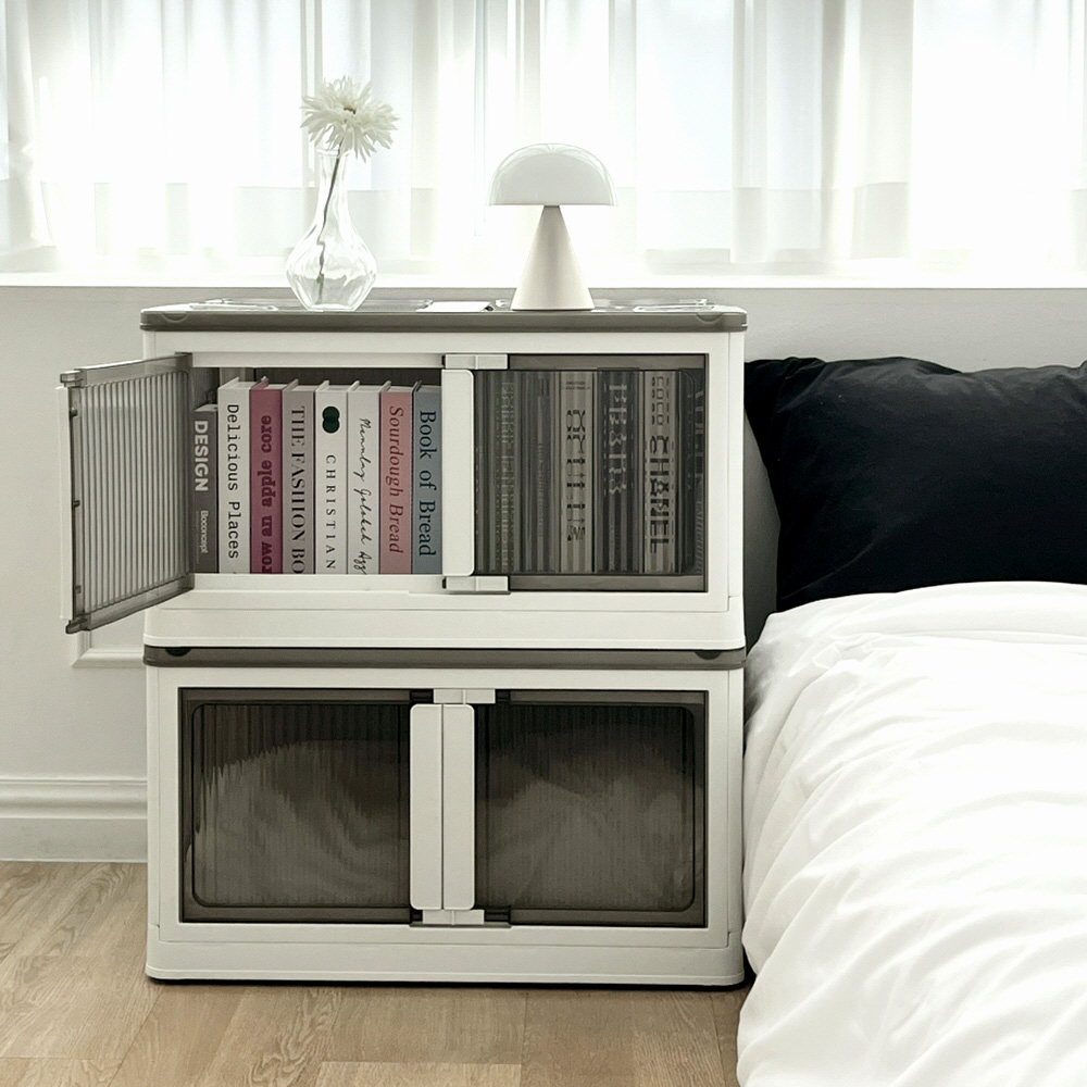 폴딩 리빙박스 플라스틱 접이식 투명 대형 옷정리함