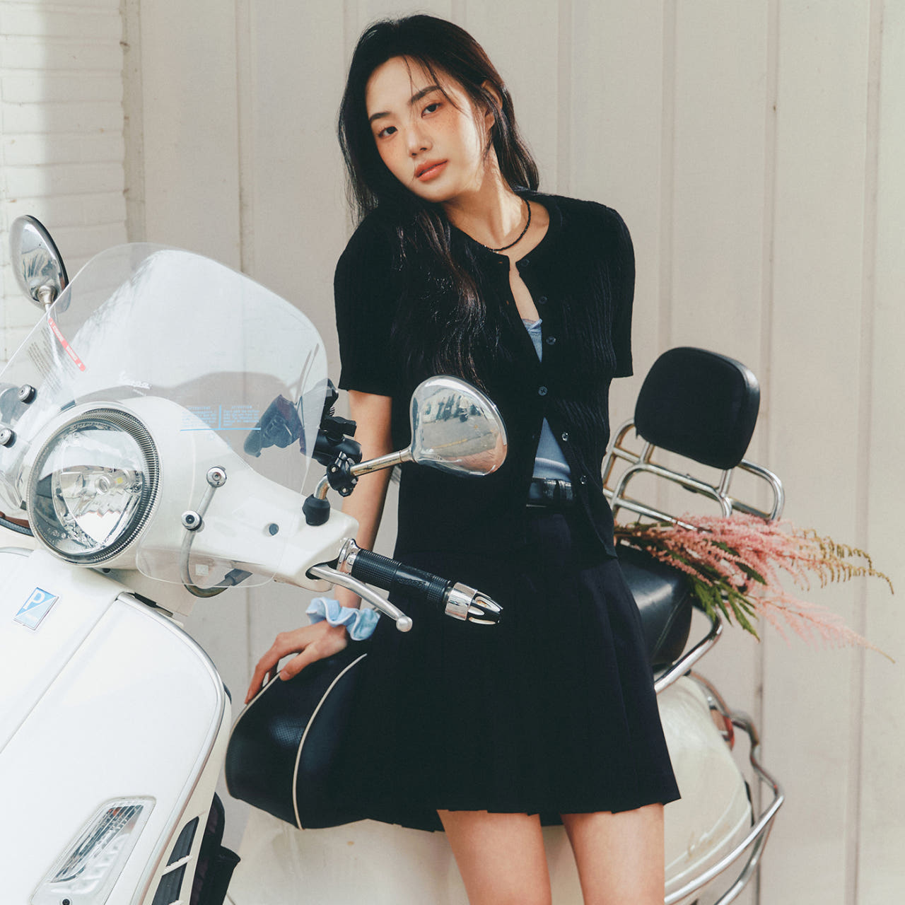 [올데이] 로엠 라운드넥 케이블 반팔 가디건 RMCKF25R98