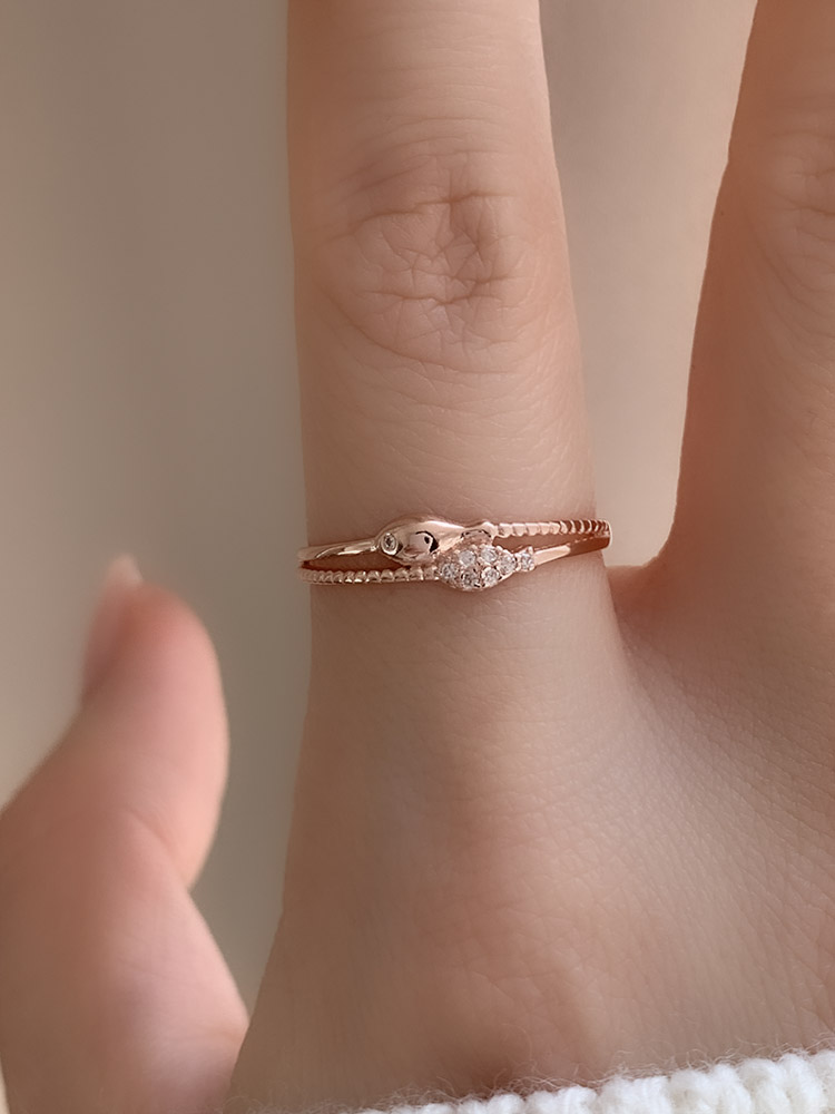 [무배] 14k 스파클 물고기반지 5-21호 - 애끼 모녀링 우정링 행운 로즈골드 은반지