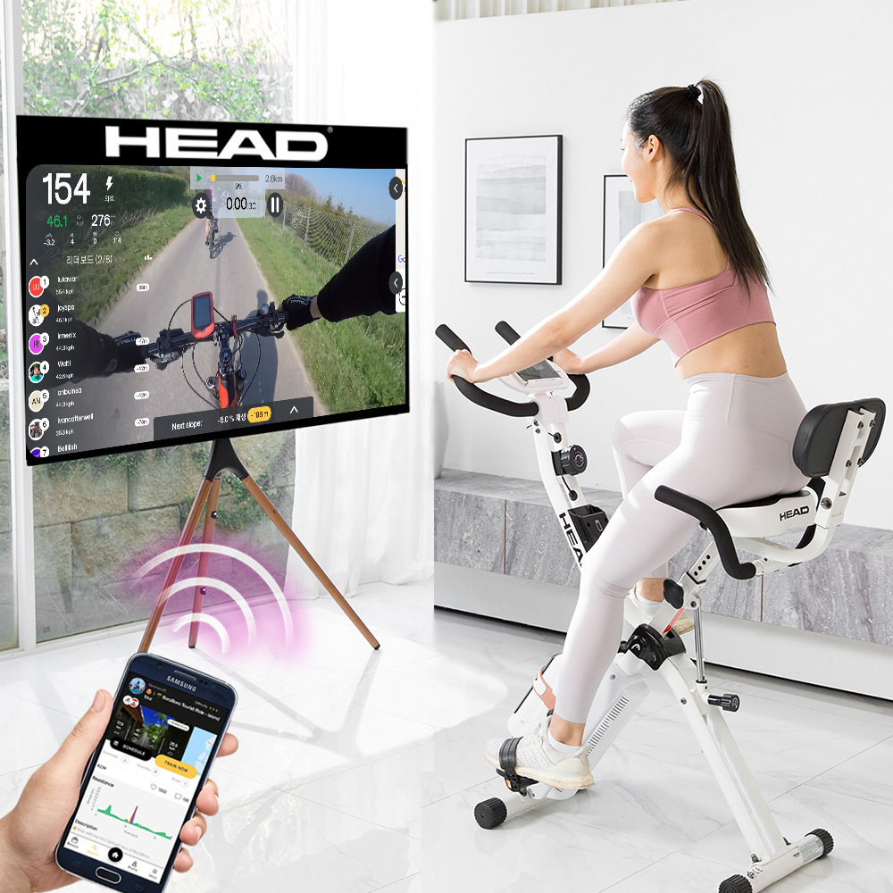 HEAD 프리미엄 브랜드 링크플러스 접이식 실내자전거 즈위프트 키노맵연동