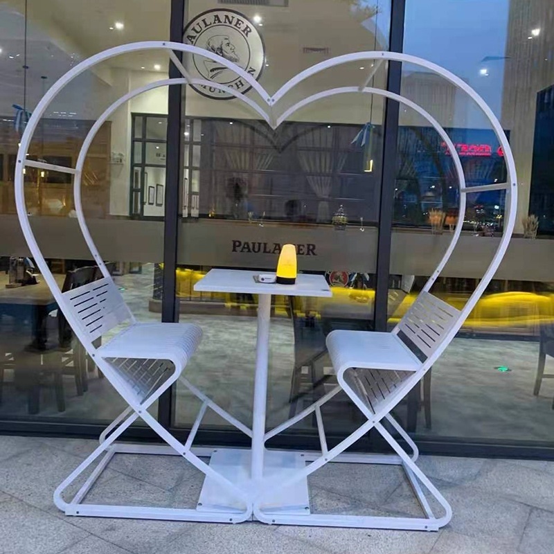 하트모양벤치 러브 웨딩 야외 장식 테라스 테이블 세트 제트 커플의사랑모델(조명없음) 이미지 8