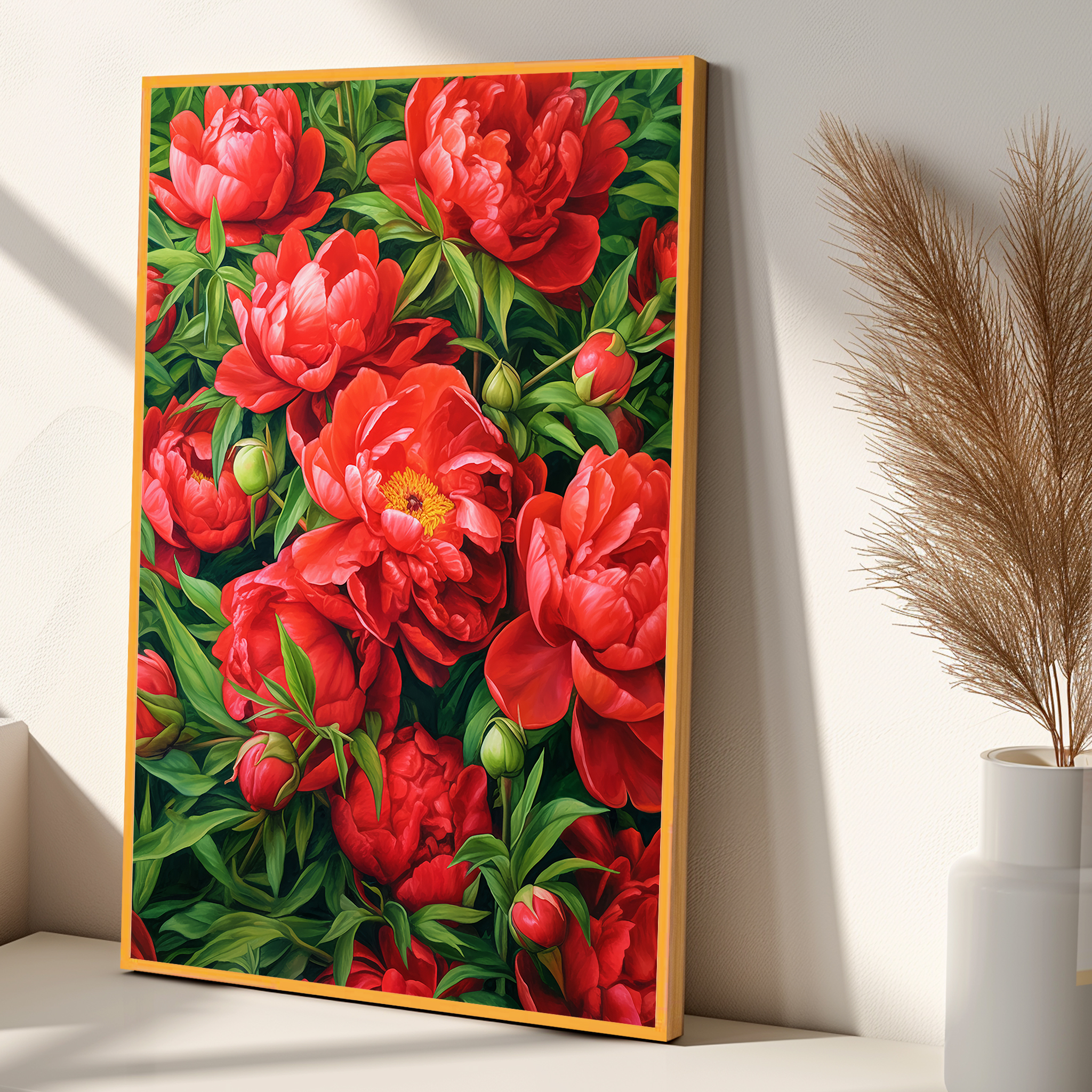 대박 모란 A3 29.7X42cm 무광골드 알루미늄액자 인테리어그림 목단 액자 - 상세 이미지 2
