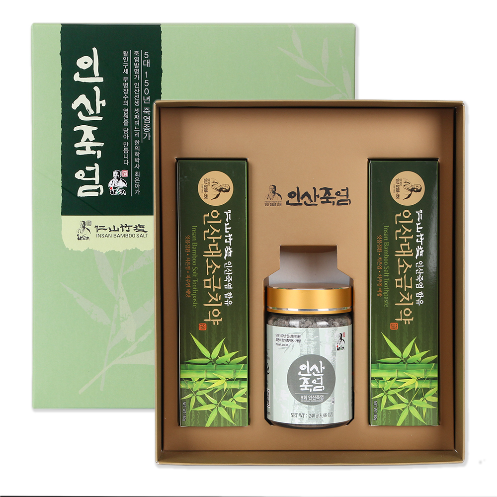 인산죽염 9회 죽염고체 선물세트 (치약2+9회죽염고체240g) - 메인 이미지