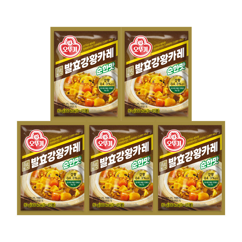 오뚜기 백세발효강황카레 순한맛, 80g, 5개