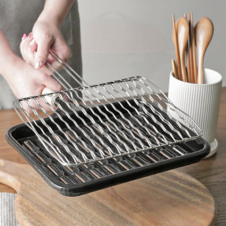 직화 구이 스텐 석쇠 사각 그릴팬 캠핑 가정 불판 바베큐