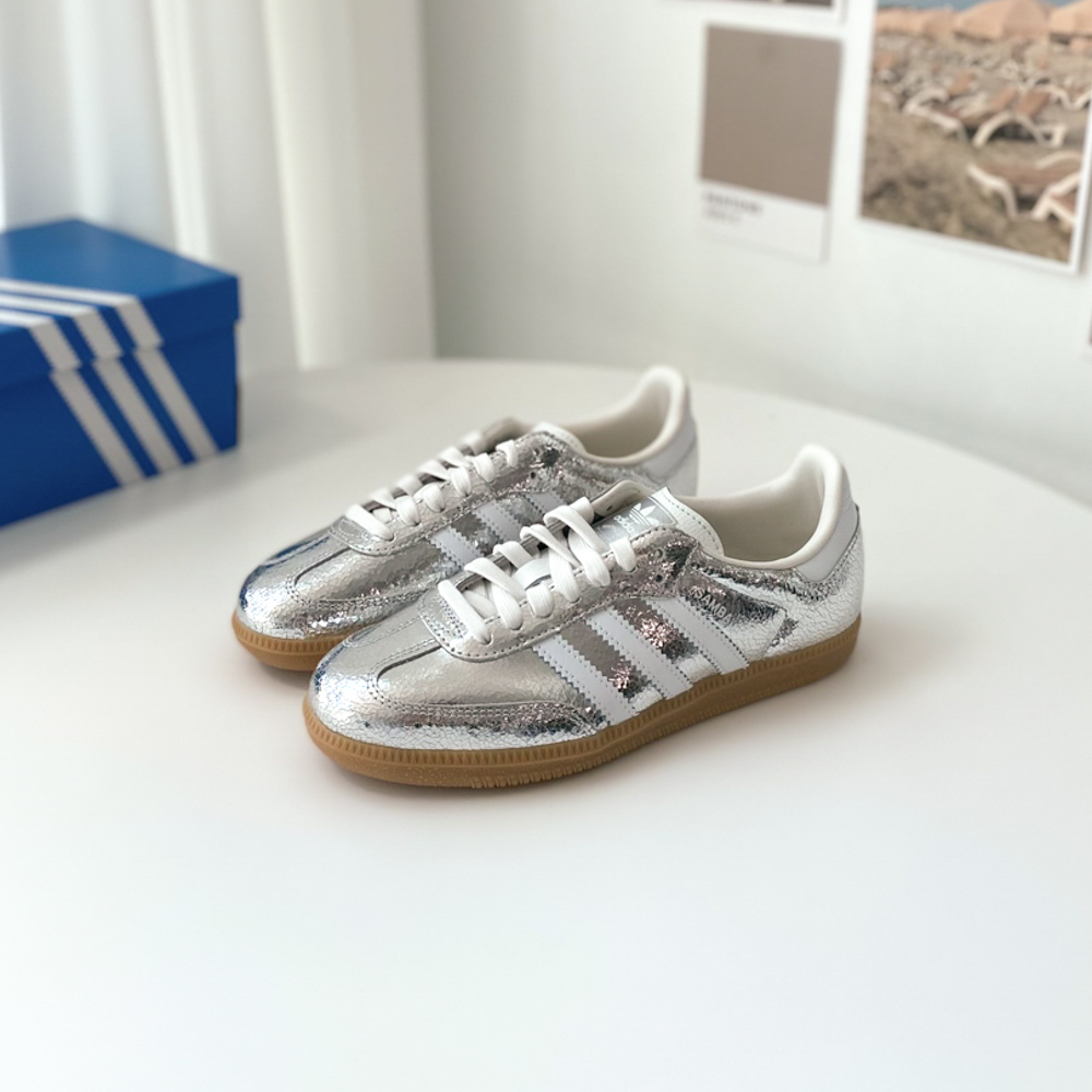 아디다스 삼바 OG 미러볼 실버 메탈릭 크랙 레더 W