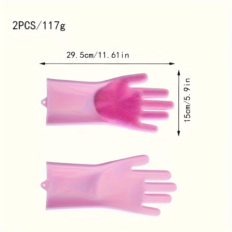 1+1 수세미 필요없는 고무장갑 실리콘 브러쉬 고무장갑 - 상세 이미지 5