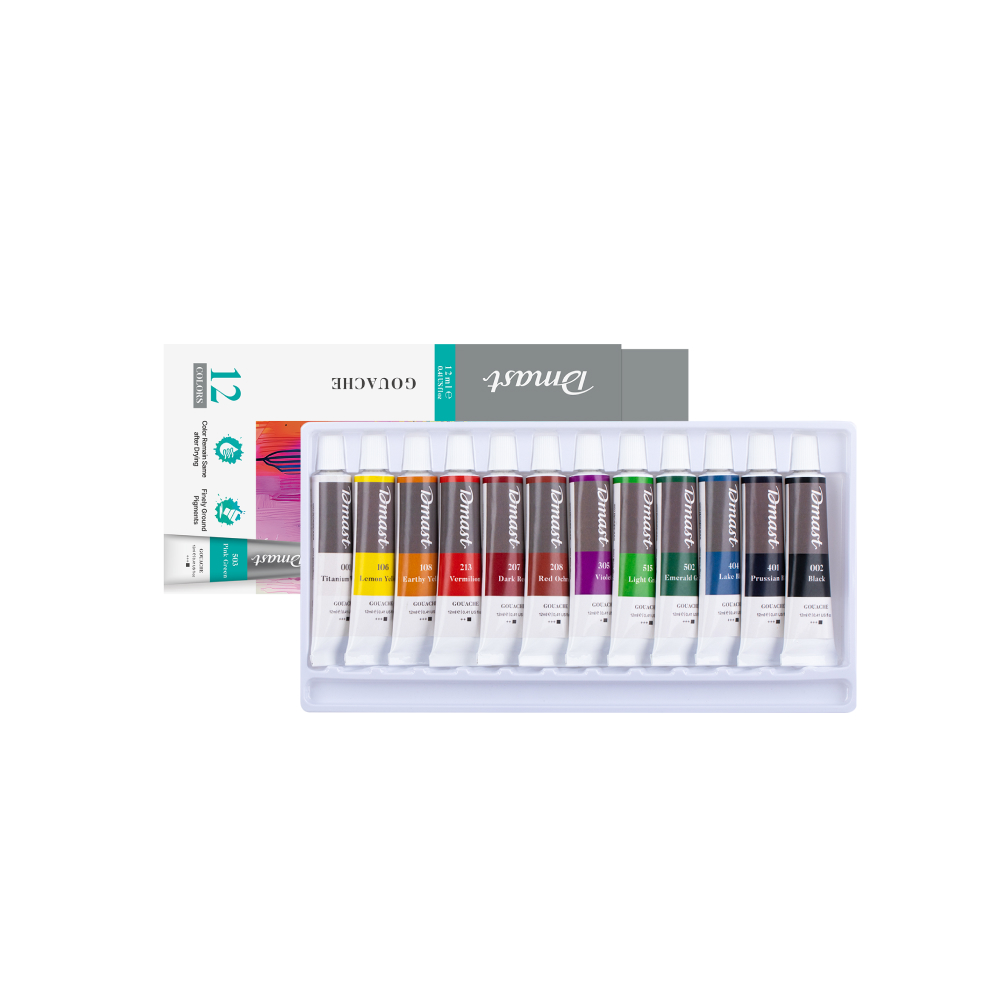 디마스트 과슈 물감 12색 세트 12ml 전문가용 미술 입문자 드로잉 채색 - 상품 이미지