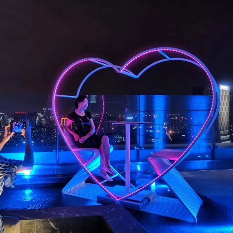하트모양벤치 러브 웨딩 야외 장식 테라스 테이블 세트 제트 커플의사랑모델(조명없음) - 상세 이미지 4