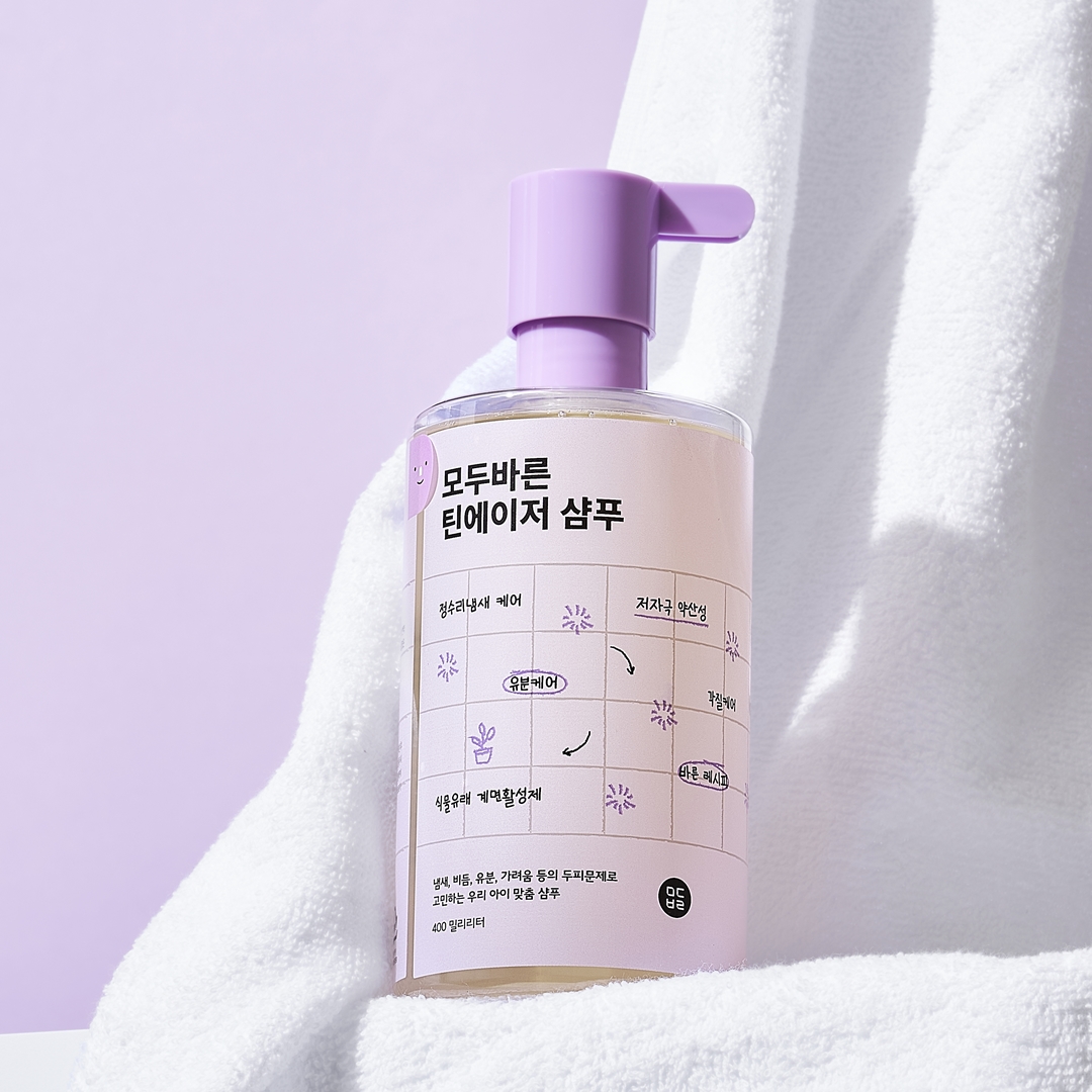 모두바른 청소년 샴푸 리필팩 세트(400ml+400ml) 비듬 두피 각질 개선 이미지 2
