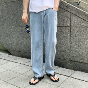 남성여름청바지 남자와이드청바지 연청바지 착용 후기 | 사이즈/핏 총정리 - 상품 이미지 1