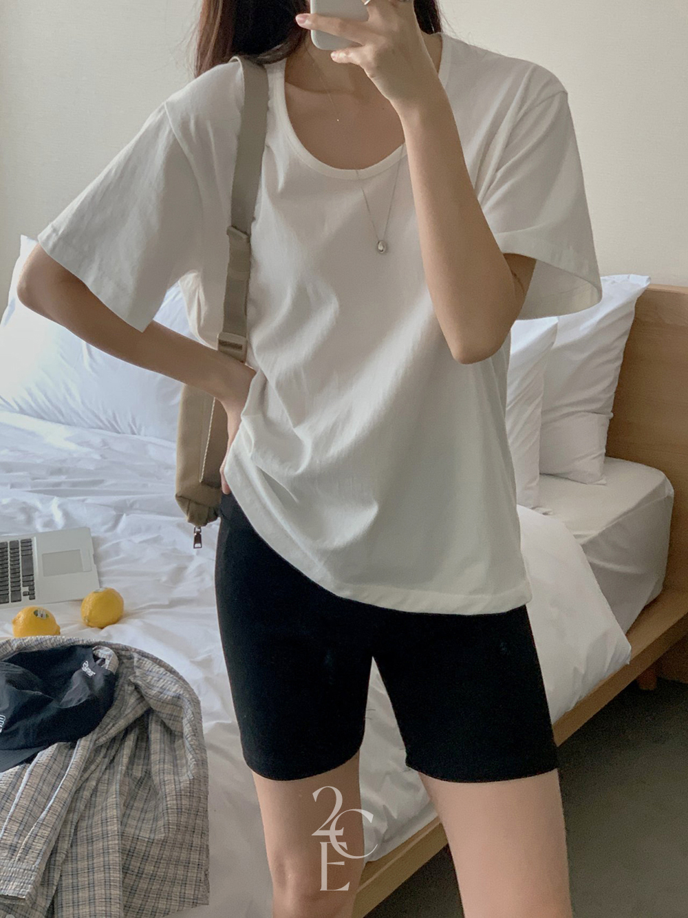 이지데이 U넥 루즈핏 무지 반팔 티셔츠 (5color) 오버핏 이너 운동 러닝 레이어드 기본 T - 상세 이미지 2