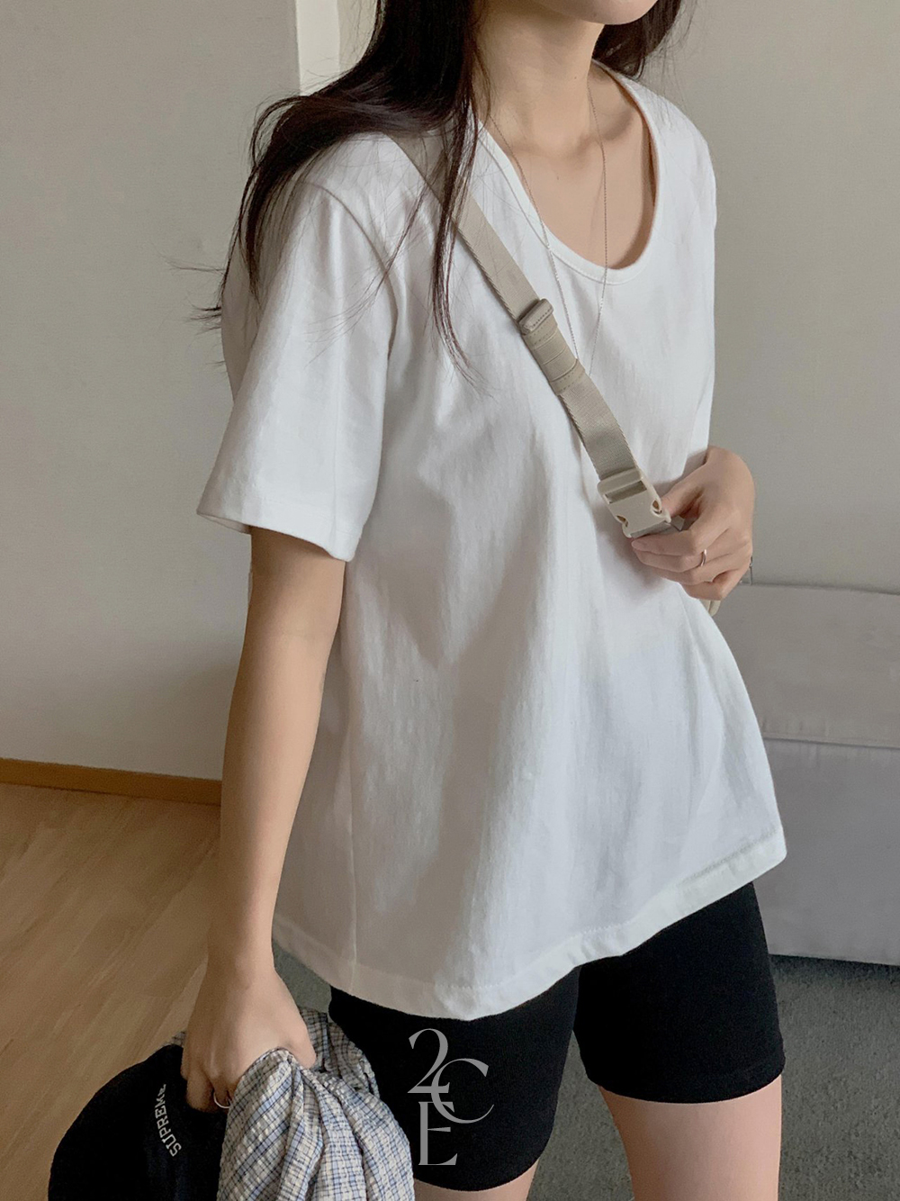 이지데이 U넥 루즈핏 무지 반팔 티셔츠 (5color) 오버핏 이너 운동 러닝 레이어드 기본 T 이미지 6