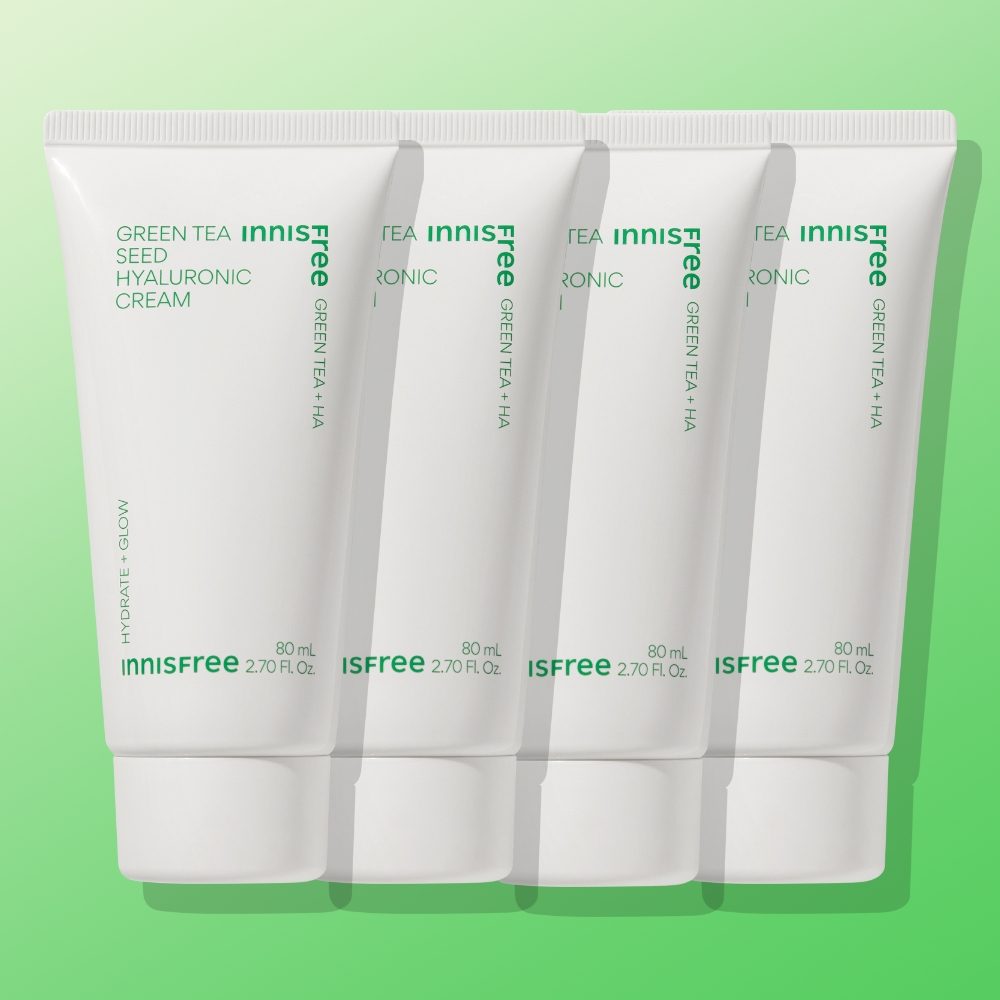 이니스프리 그린티 씨드 히알루론산 수분크림 / 진정 보습 속건조 화잘먹 80ml, 4개