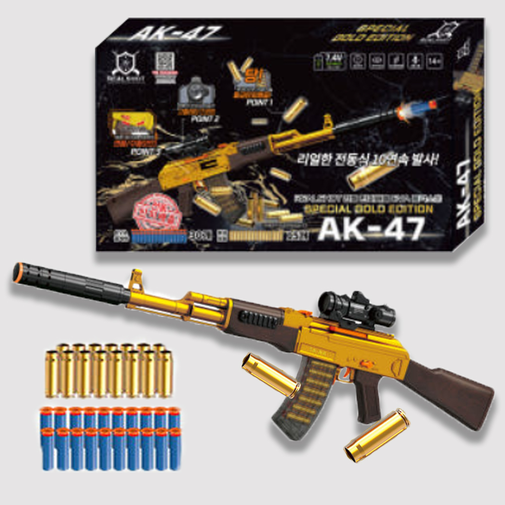 장난감총 탄피배출 전동 AK-47 리얼샷 EVA 소프트건 장난감 초등학생 선물 스티커 세트 - 상세 이미지 5