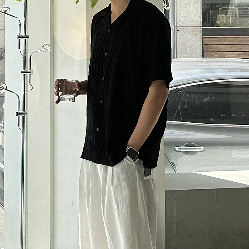 남자반팔셔츠 오버핏 오픈카라 커플 여름 남방 남자 셔츠