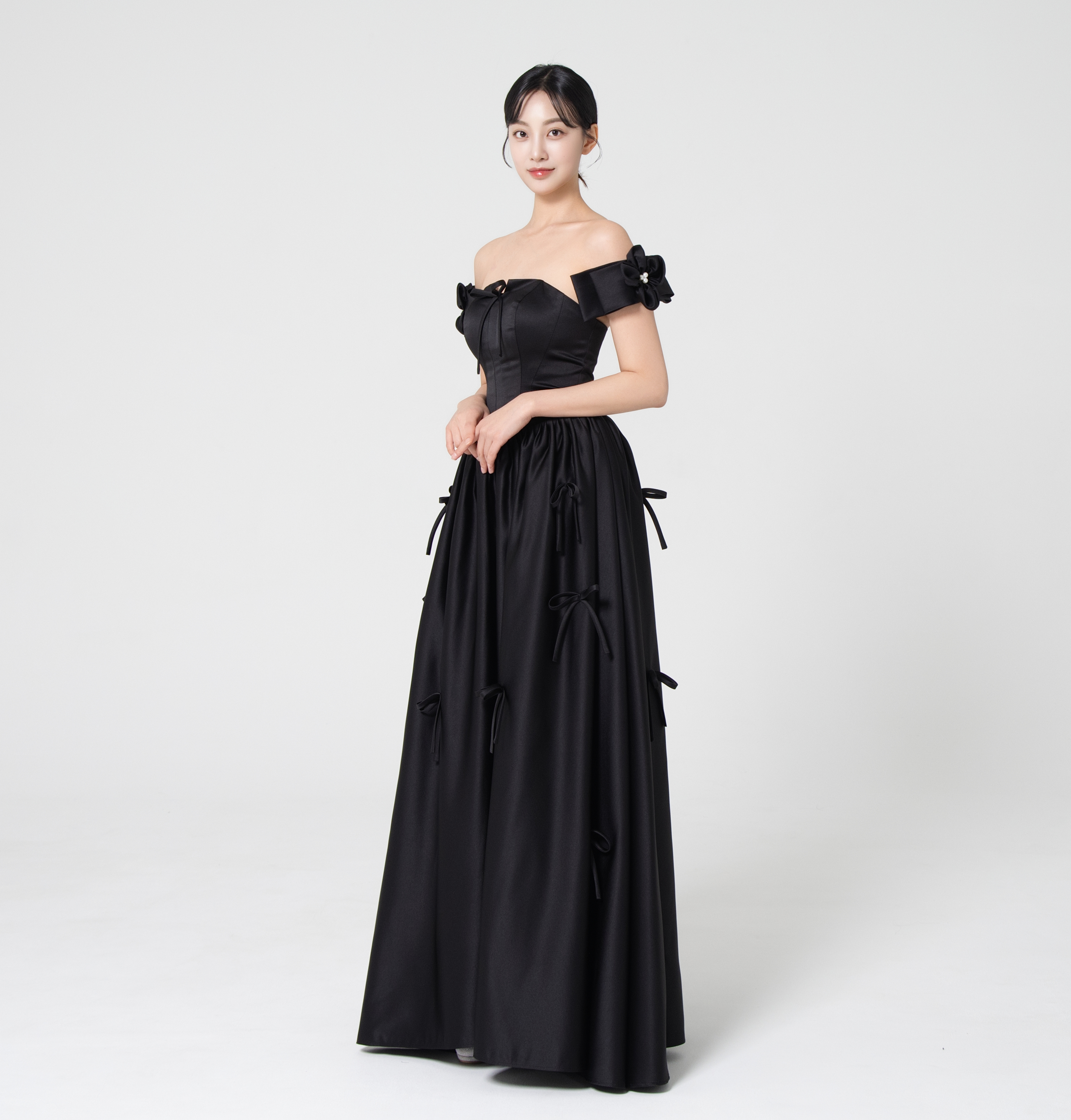 시에나 나비리본 블랙 웨딩드레스 대여 예식2부드레스 검정원피스 브라이덜샤워 피로연 연말의상 이미지 7