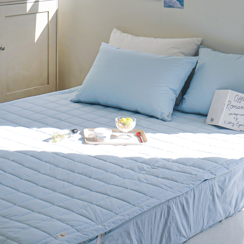 허쉬 60수 고밀도 바이오워싱 순면 고정밴딩 침대패드 헤븐즈 블루, DK(더블킹)