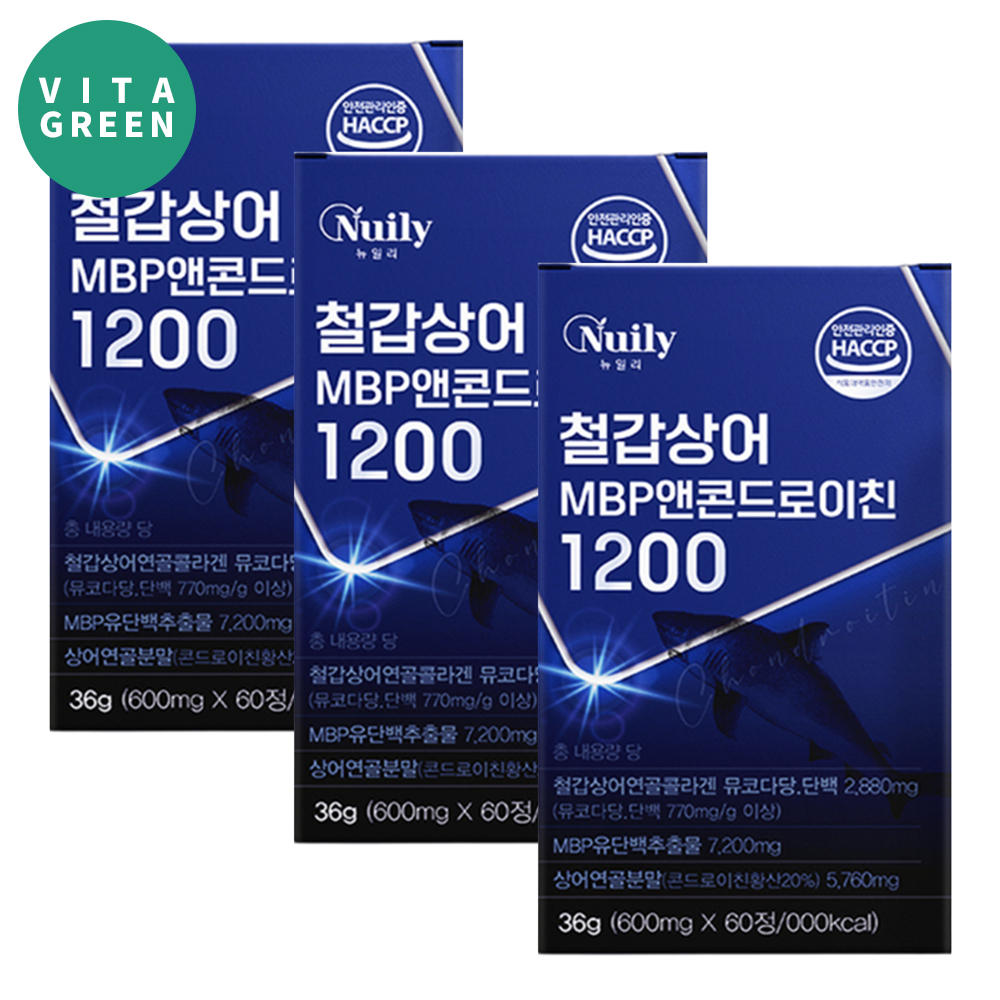 철갑상어 콘드로이친 1200 MBP 연어콜라겐 뮤코다당 단백 60정, 3개