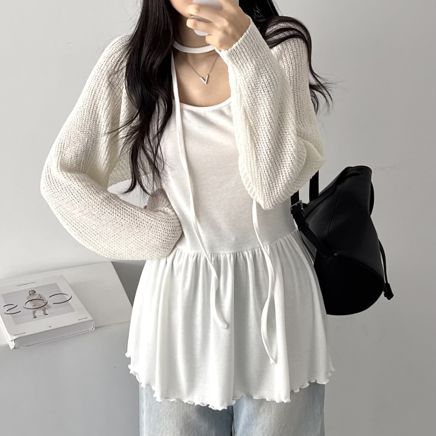 여름 휴양지 원피스 뷔스티에 레이어드 하객 원피스 미니, 화이트, FREE(One size) 이미지 6
