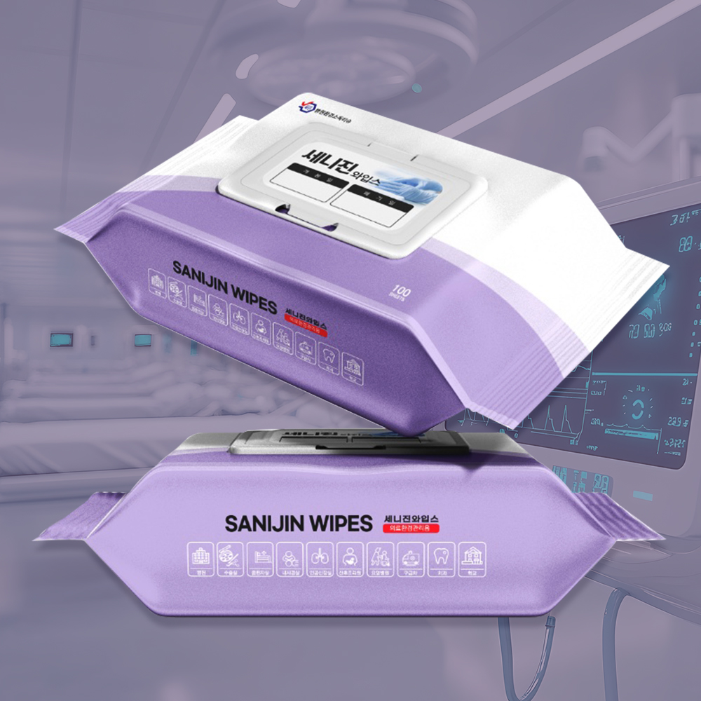 세니진와입스 병원 환경 소독티슈 일회용 세정 살균 소독물티슈 100매, 1팩